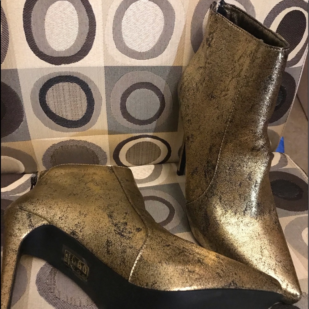 Gold Tone Ankle Boots
